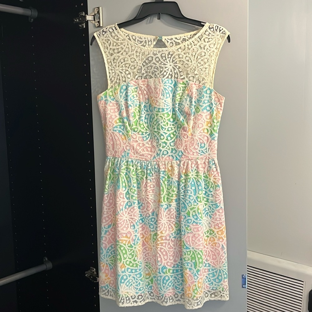 Lilly Pulitzer print dress with lace overlay